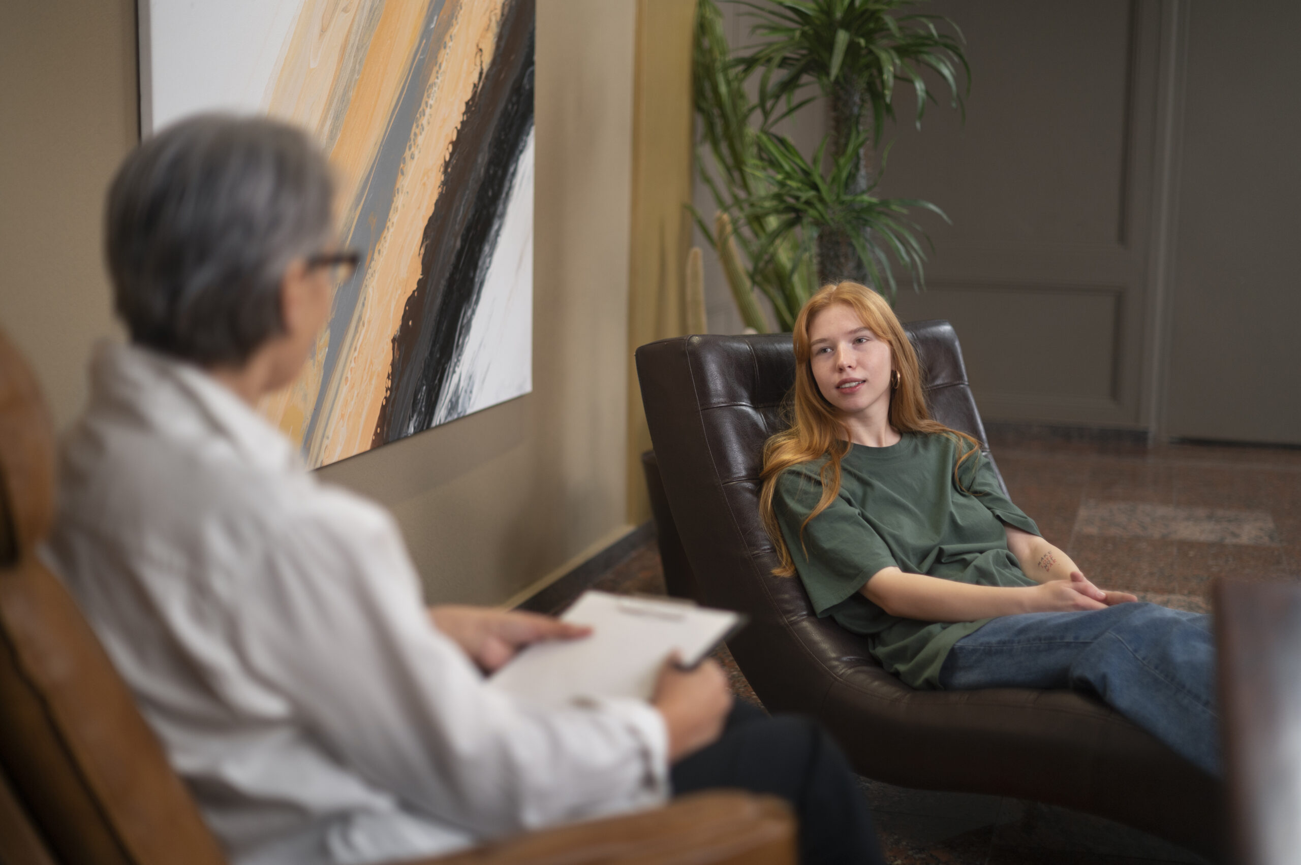 Young adult attending therapy session